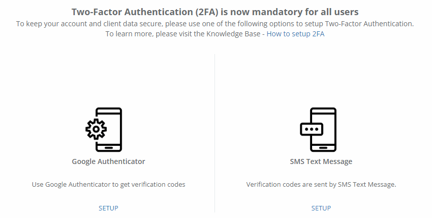 Ability to receive 2FA verification codes via text message on